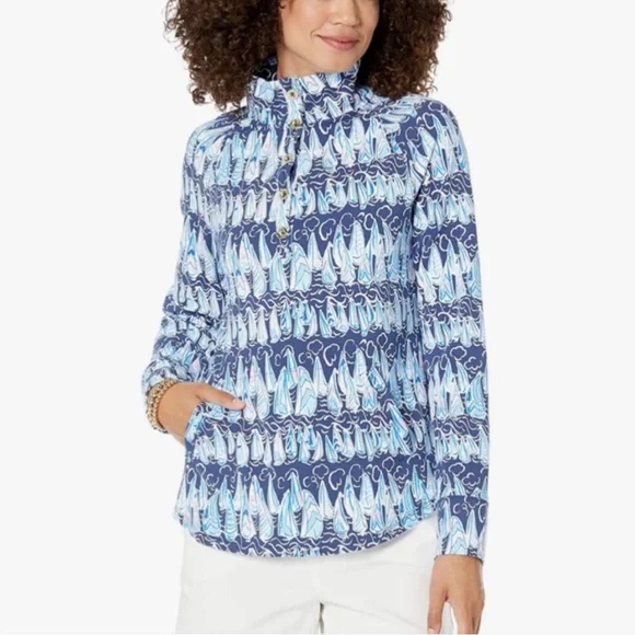 LILLY PULITZER Captain Sails & Stripes Pull Over - Picture 2 of 7